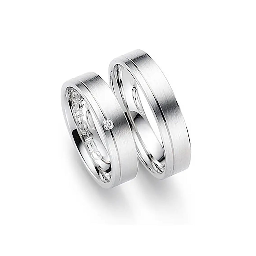 Eheringe Set, Weißgold, 5 mm, Brillant