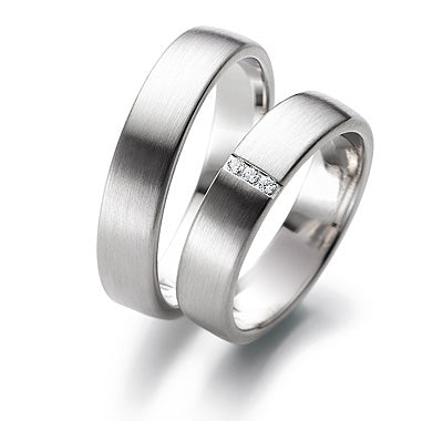 Eheringe Set, Weißgold, 5 mm, Brillanten