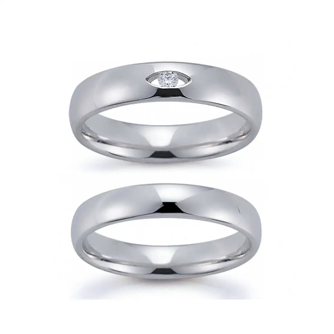 Eheringe Set, Weißgold, 4,5 mm, Brillant