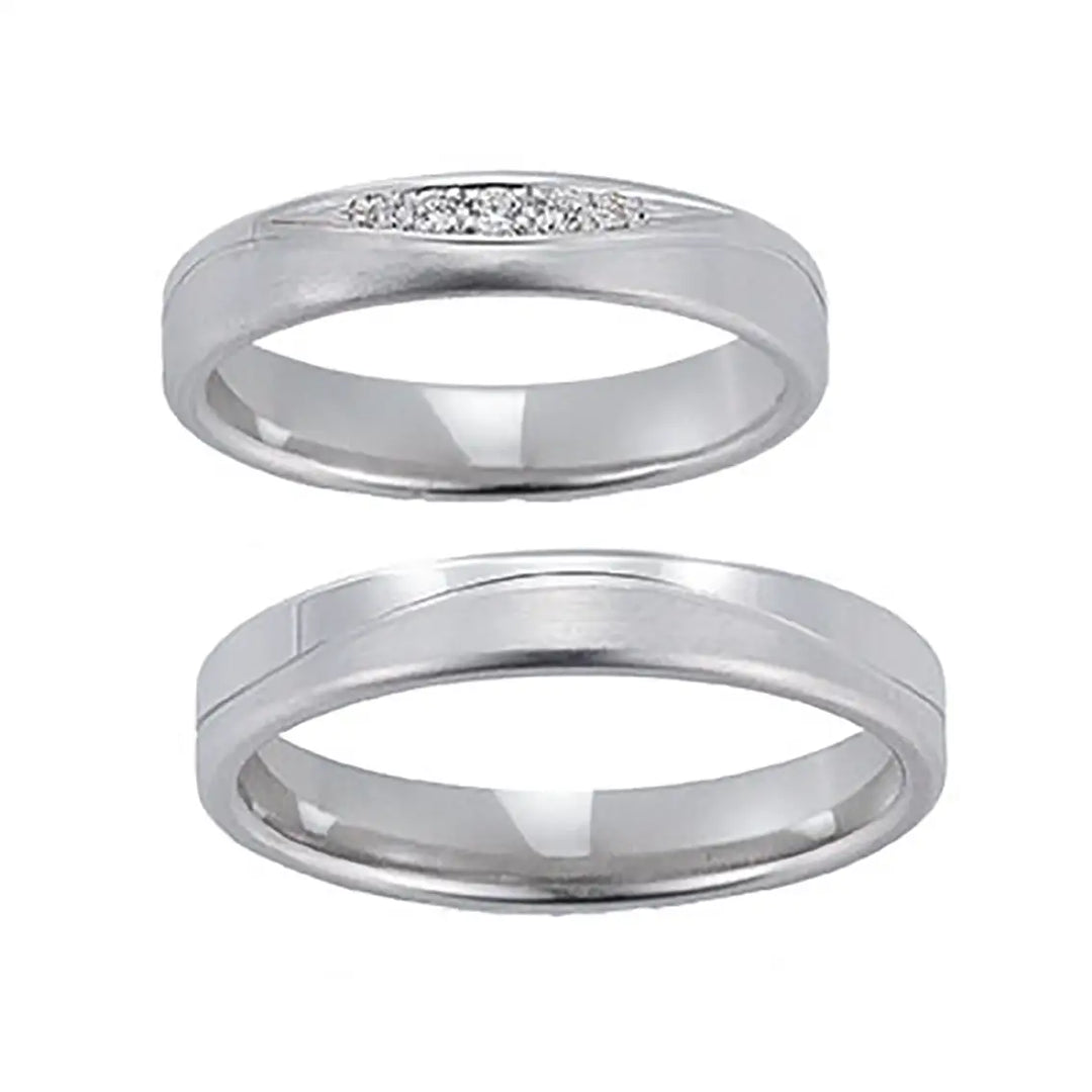 Eheringe Set, Weißgold, 4 mm, Brillanten