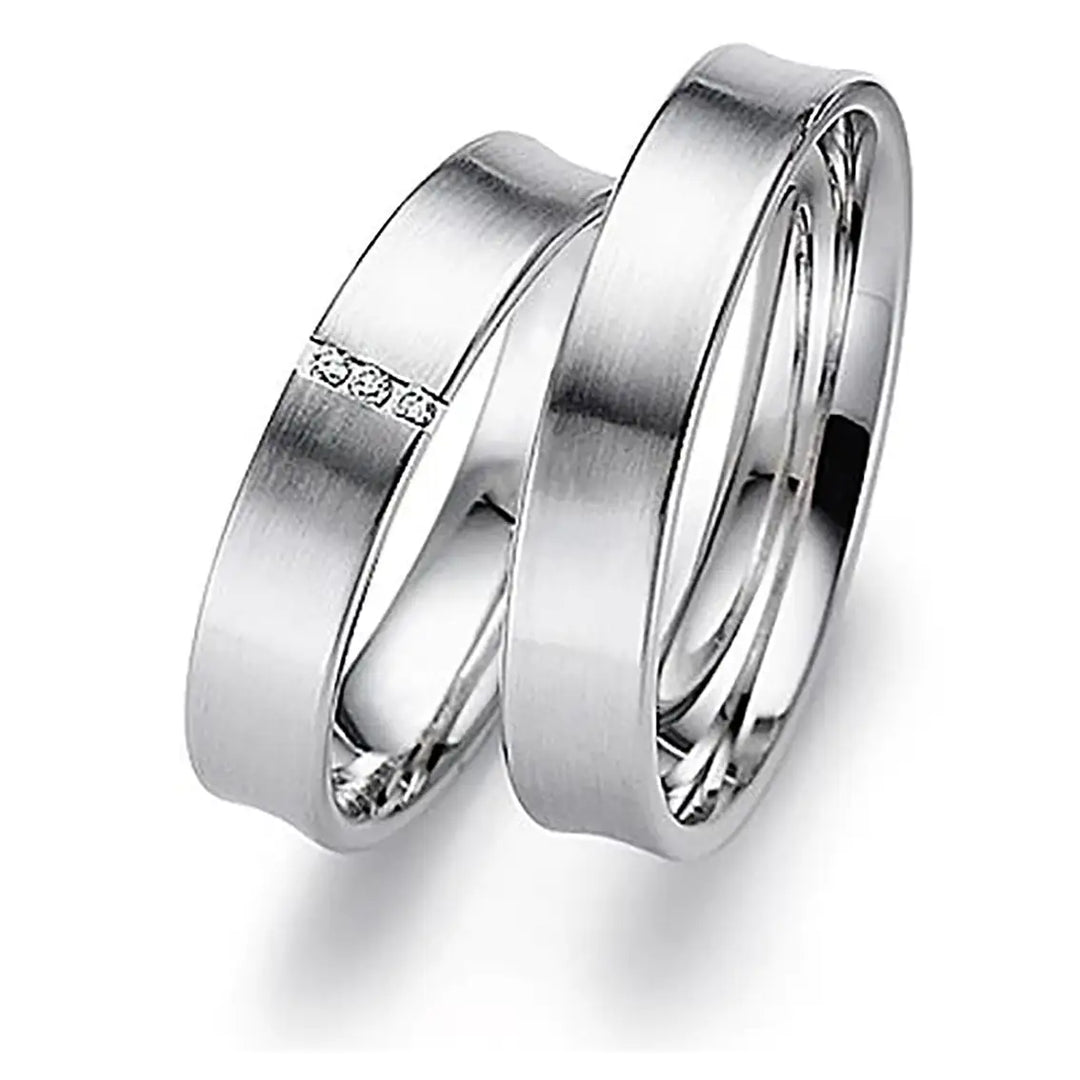 Eheringe Set, Weißgold, 4,5 mm, Brillanten
