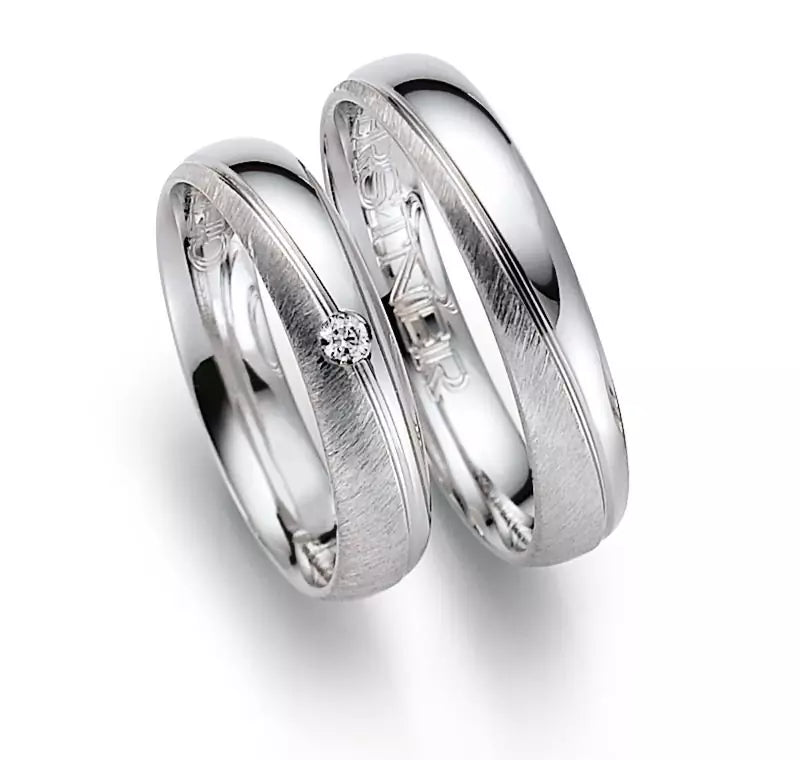 Eheringe Set, Weißgold, 4,5 mm, Brillant
