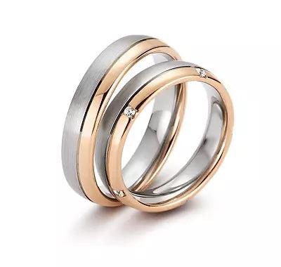 Eheringe Set, Weißgold/Roségold, 5 mm, Brillanten