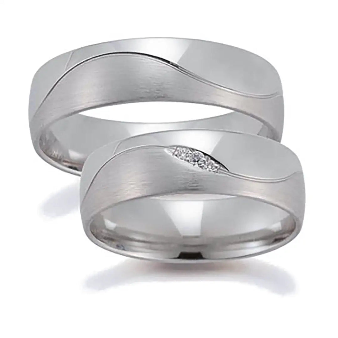 Eheringe Set, Weißgold, 6 mm, Brillanten