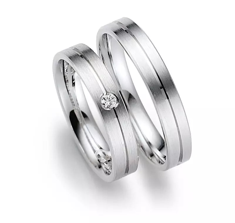 Eheringe Set, Weißgold, 4 mm, Brillant