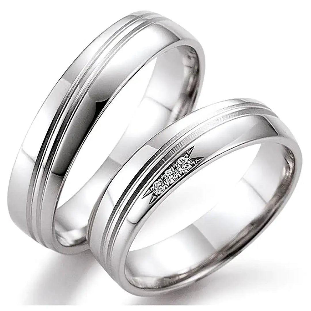 Eheringe Set, Weißgold, 5 mm, Brillanten