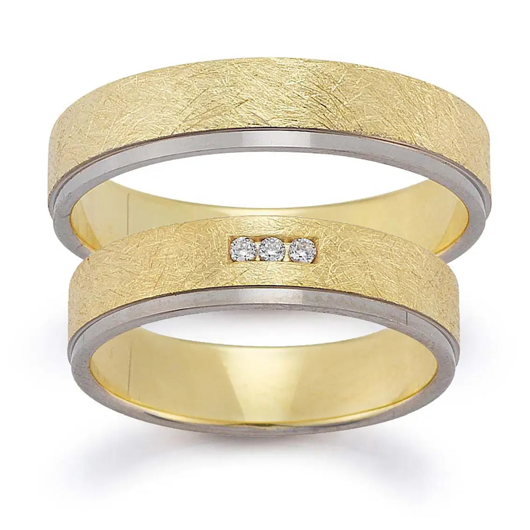 Eheringe Set, Weißgold/Gelbgold, 5 mm, Brillanten