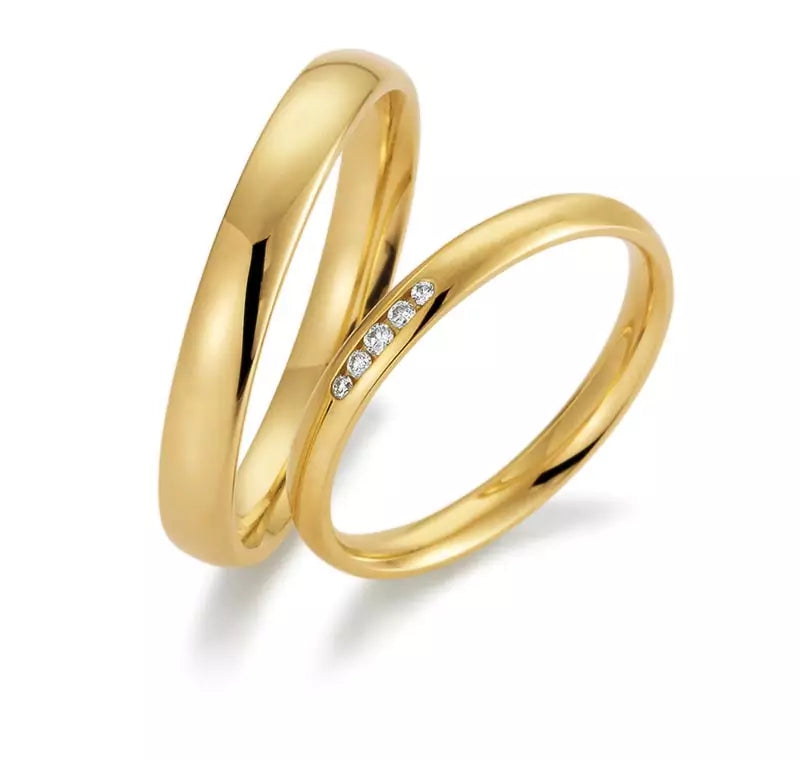 Eheringe Set, Gelbgold, 2,5 / 3,5 mm, Brillanten