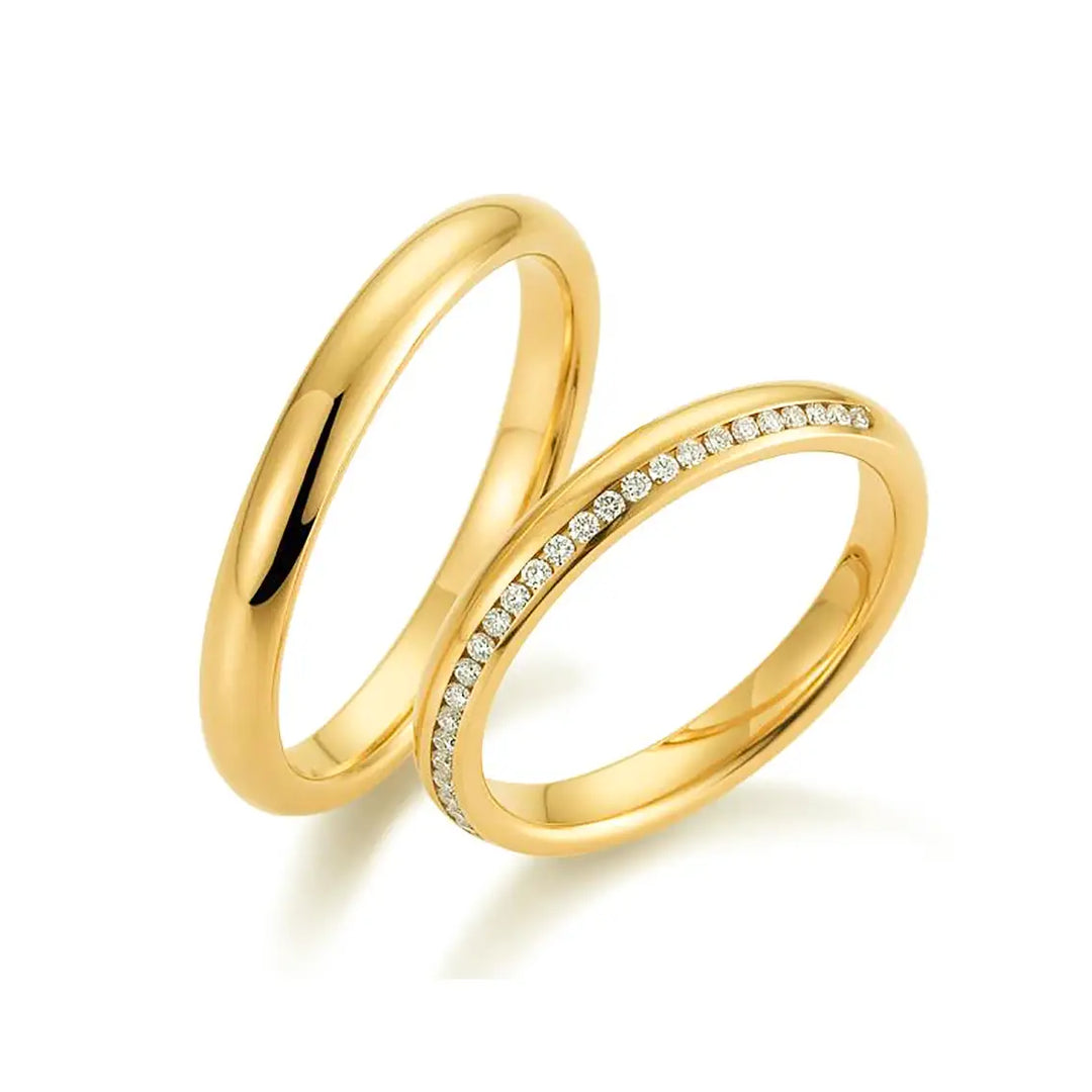 Eheringe Set, Gelbgold, 3 mm, Brillanten