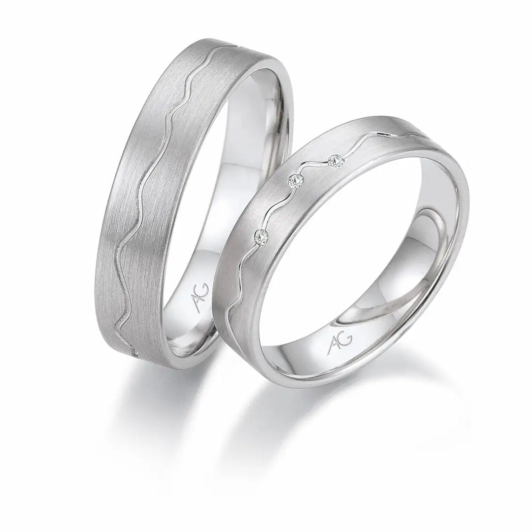 Eheringe Set, Weißgold, 4,5 mm, Brillanten