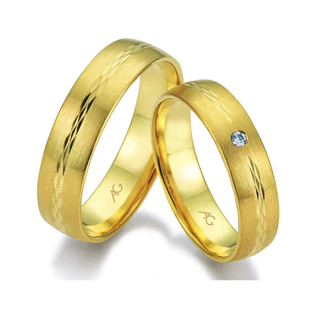 Eheringe Set, Gelbgold, 5 / 5,5 mm, Brillant