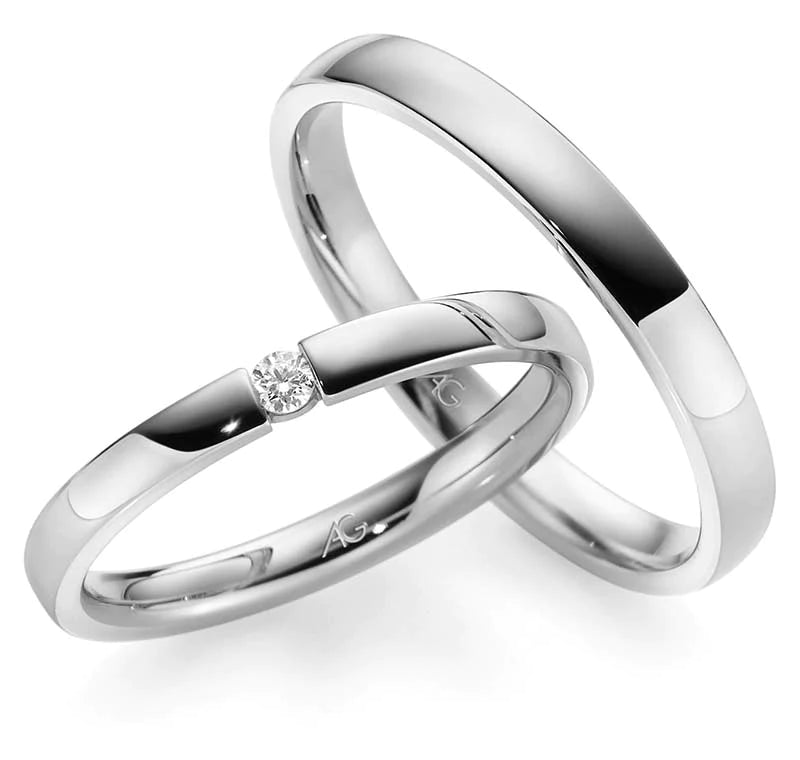 Eheringe Set, Weißgold, 2,5 / 3 mm, Brillanten