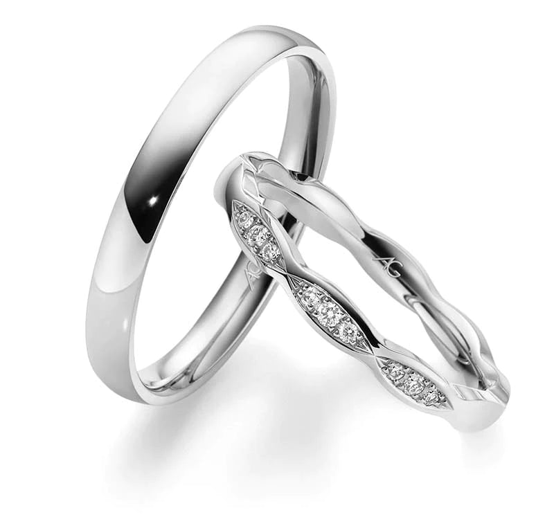 Eheringe Set, Weißgold, 2,5 / 3 mm, Brillanten