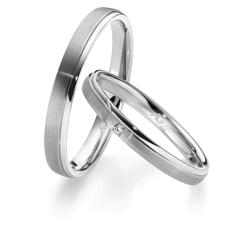 Eheringe Set, Weißgold, 2,5 / 3 mm, Brillanten