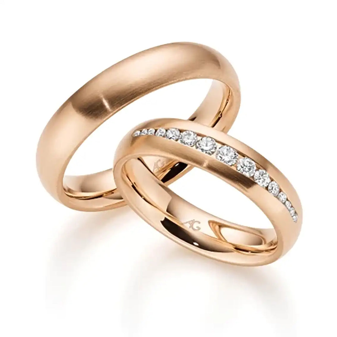 Eheringe Set, Roségold, 5 mm, Brillanten
