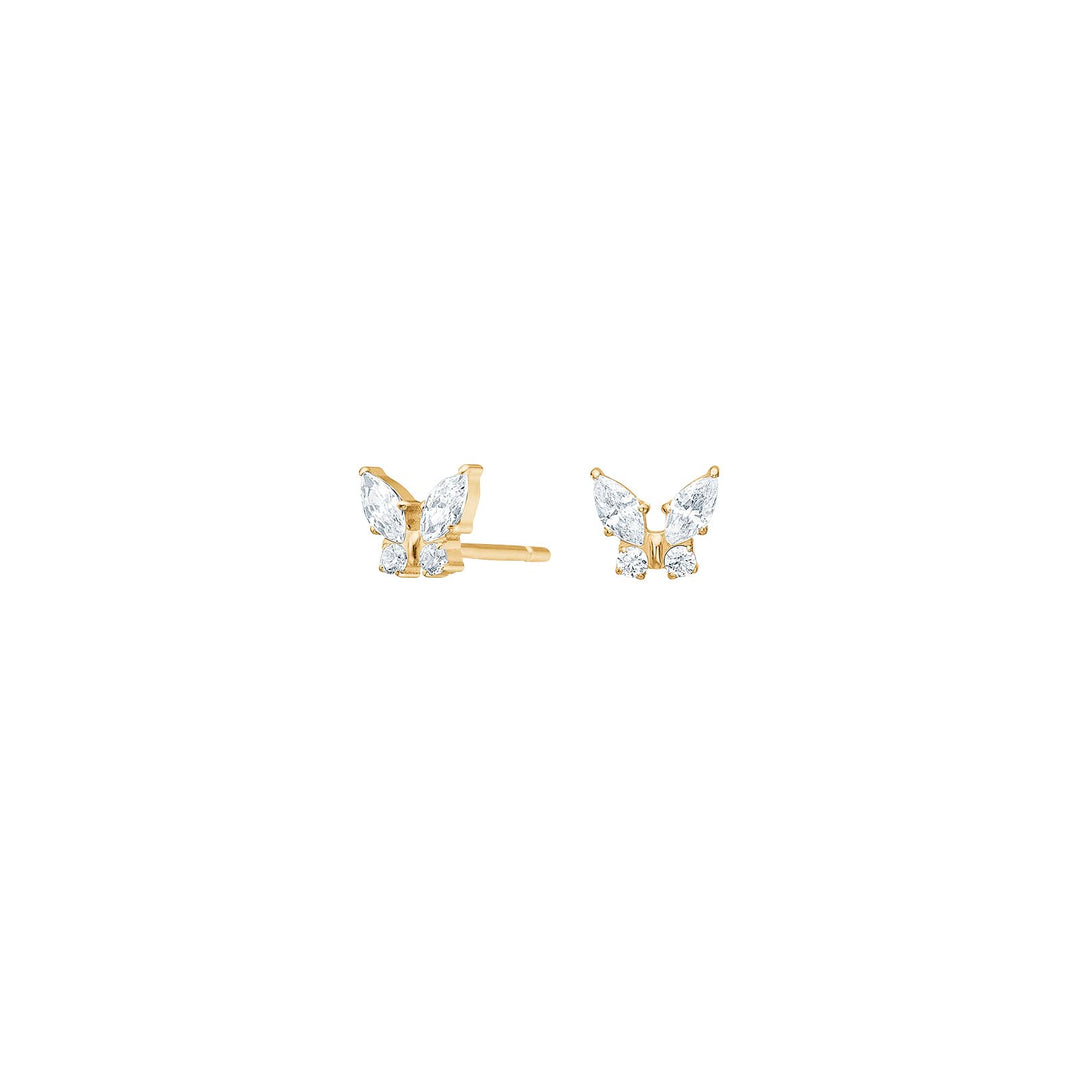 Titanium Ohrstecker, Schmetterling, Zirkonia, vergoldet 6 mm