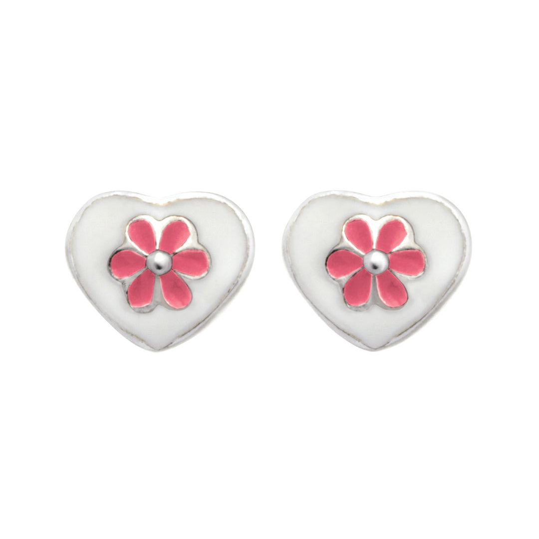 NOA Kids Ohrstecker, Herz und Blume, Sterlingsilber