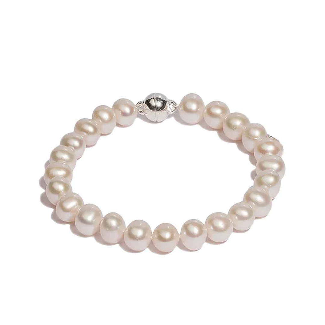 DI PERLE Armband Süsswasser 7 - 8 mm weiß
