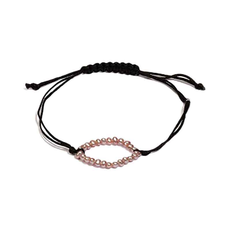 DI PERLE Armband Süsswasser 2,5 - 3 mm Makramee