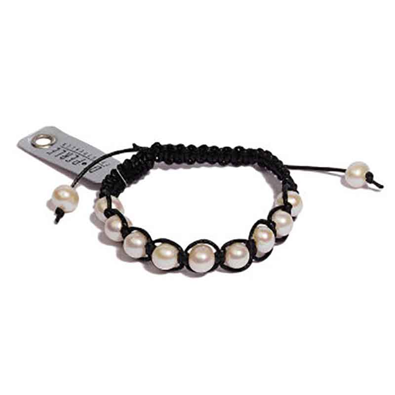 DI PERLE Armband Süsswasser 7 - 8 mm Makramee