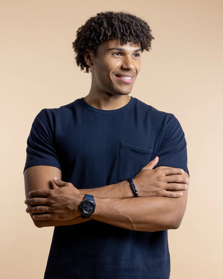 Gemini Herrenuhr Edelstahl Dark Blue Lederarmband