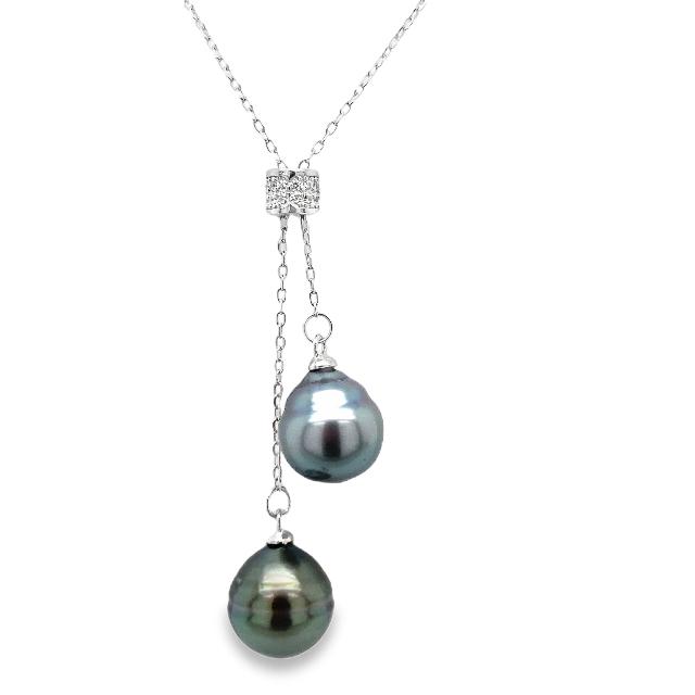 Silberkette mit 2 Tahiti-Perlen 10 mm
