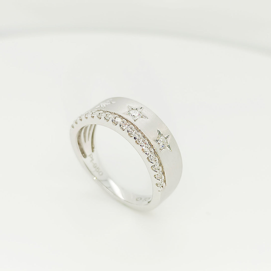 Damenring Platin, Brillianten, Sternfassung