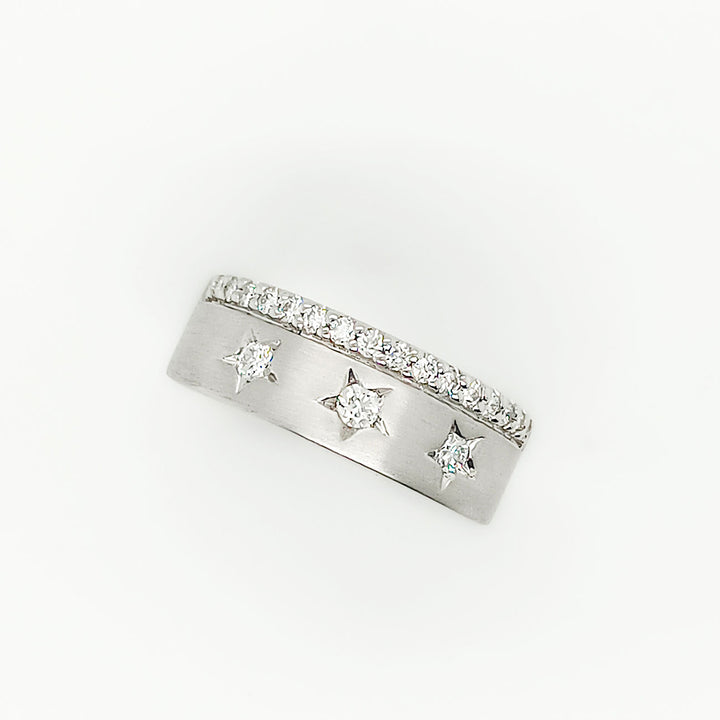 Damenring Platin, Brillianten, Sternfassung