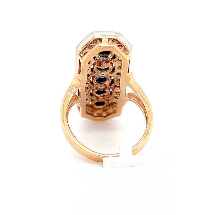 Damenring 585 Roségold, Safire und Brillanten