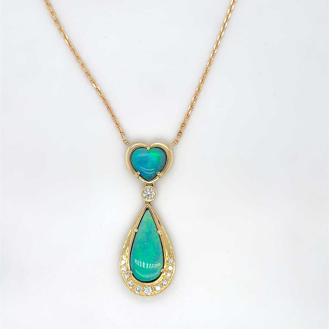 Collier 585 Gelbgold, Opal und Brillanten