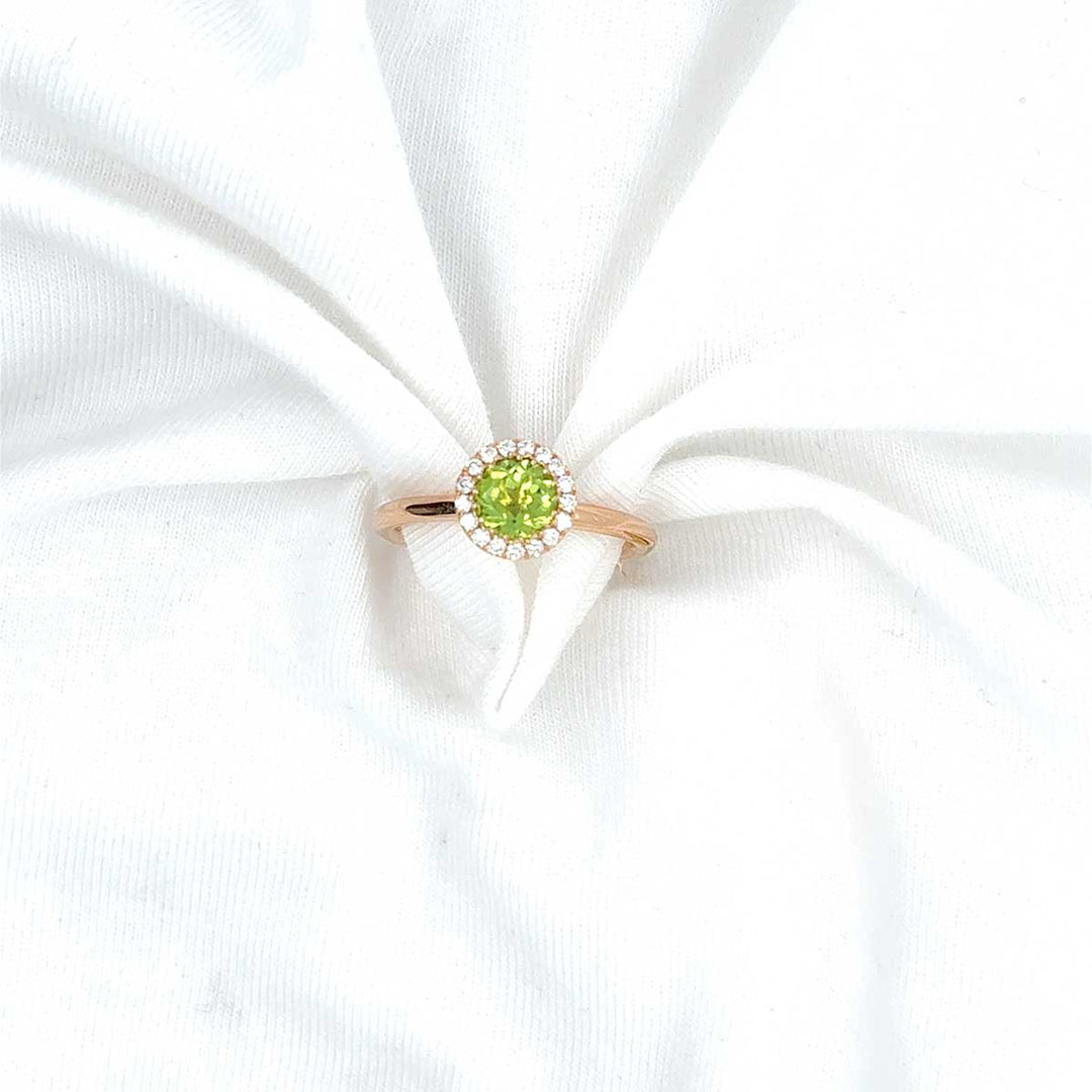 Ring 750 Roségold, Peridot und Brillanten
