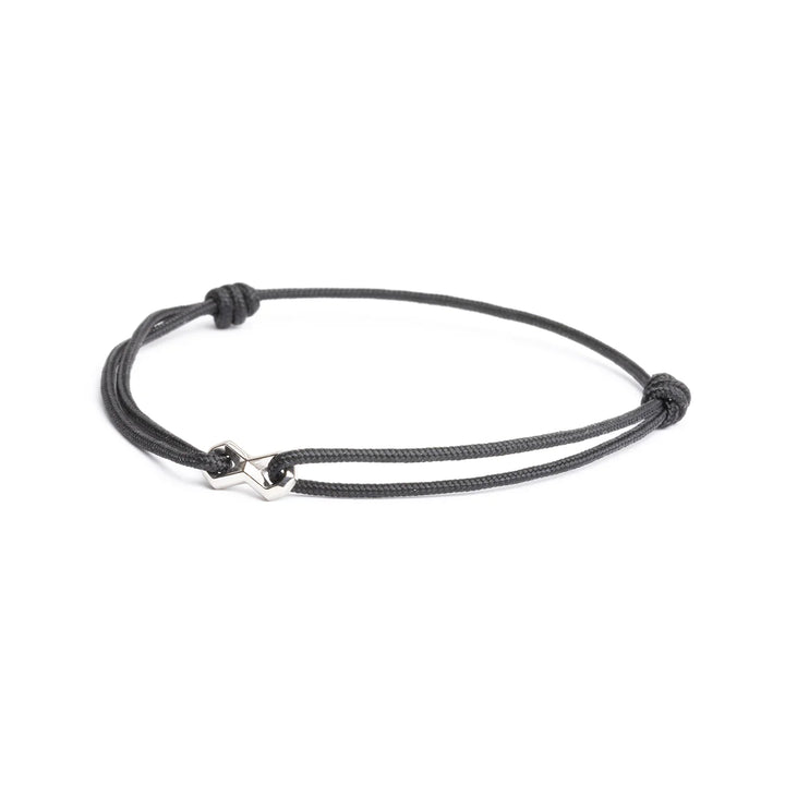 Nylonarmband 1,5 mm, schwarz, Infinity-Zeichen sillber