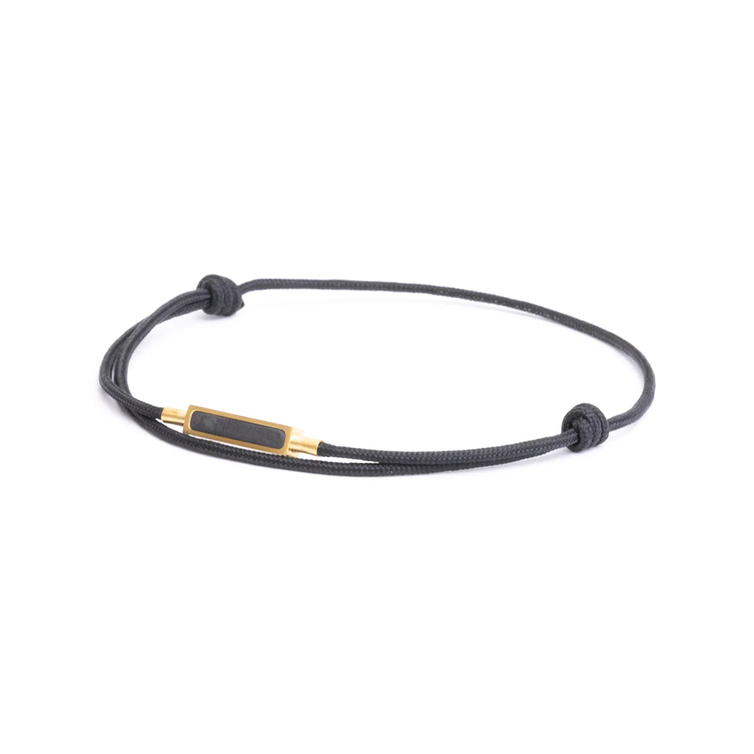 Nylonarmband schwarz, 1,5 mm, Carbonfaser-Finish vergoldet