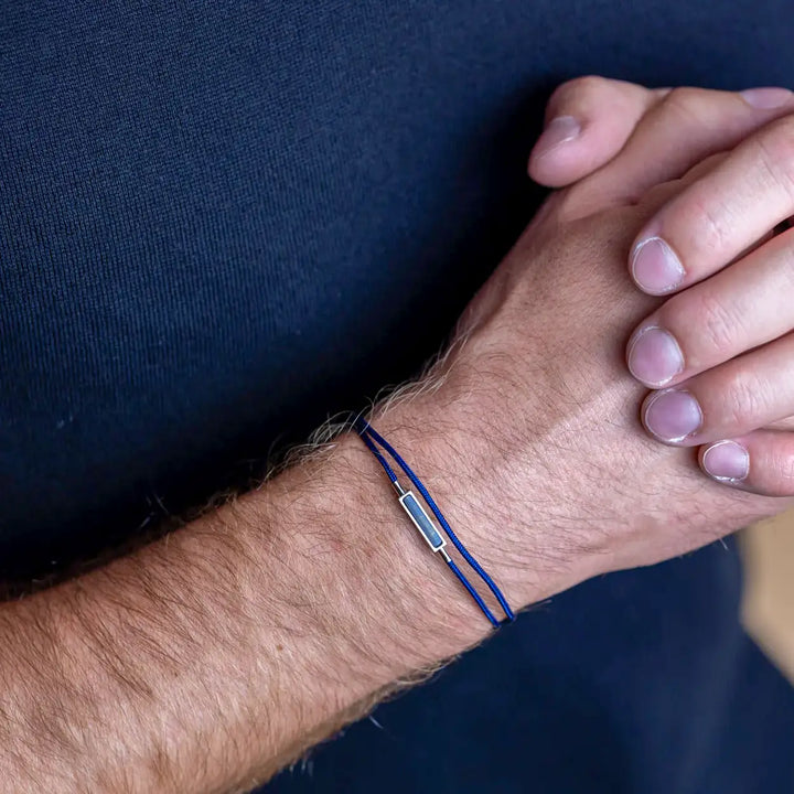 blaues Nylonarmband, 1,5 mm, blauer Tigerauge-Stein