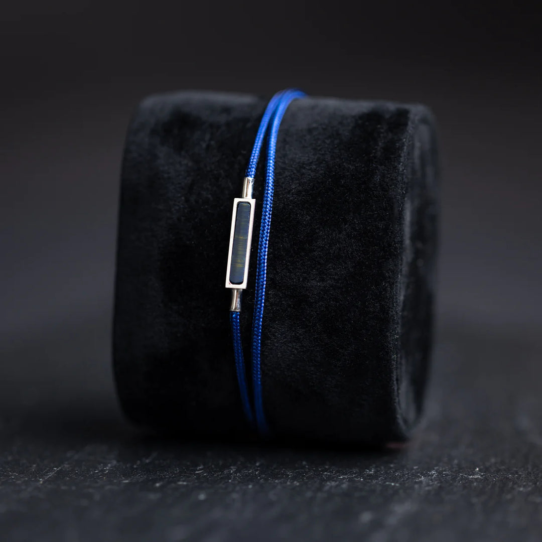 blaues Nylonarmband, 1,5 mm, blauer Tigerauge-Stein