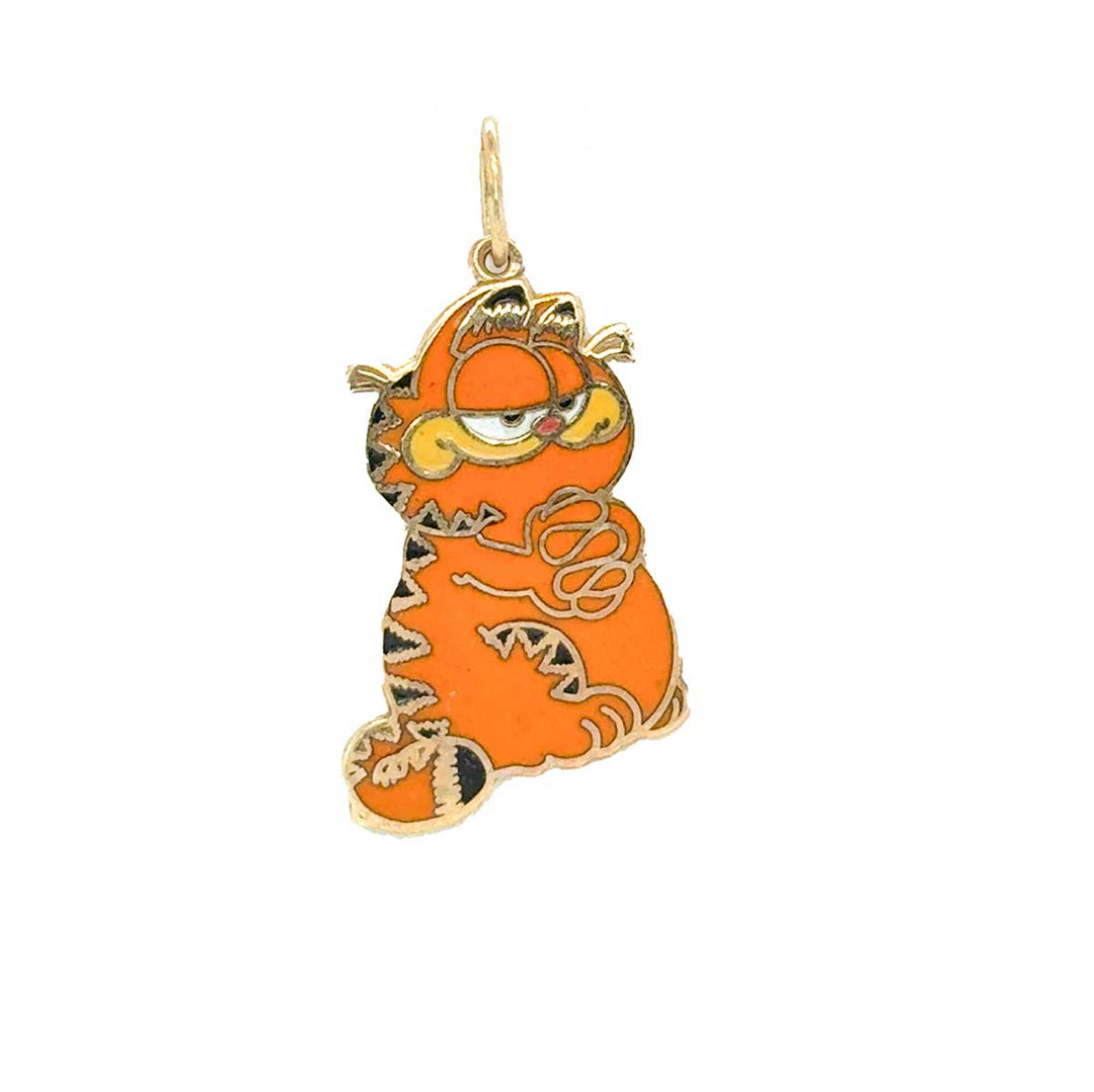 Anhänger "Garfield", 585 Gelbgold, Emaille