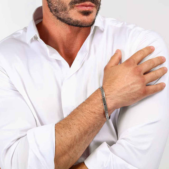 Maserati Herrenarmband, mit Platte, Edelstahl