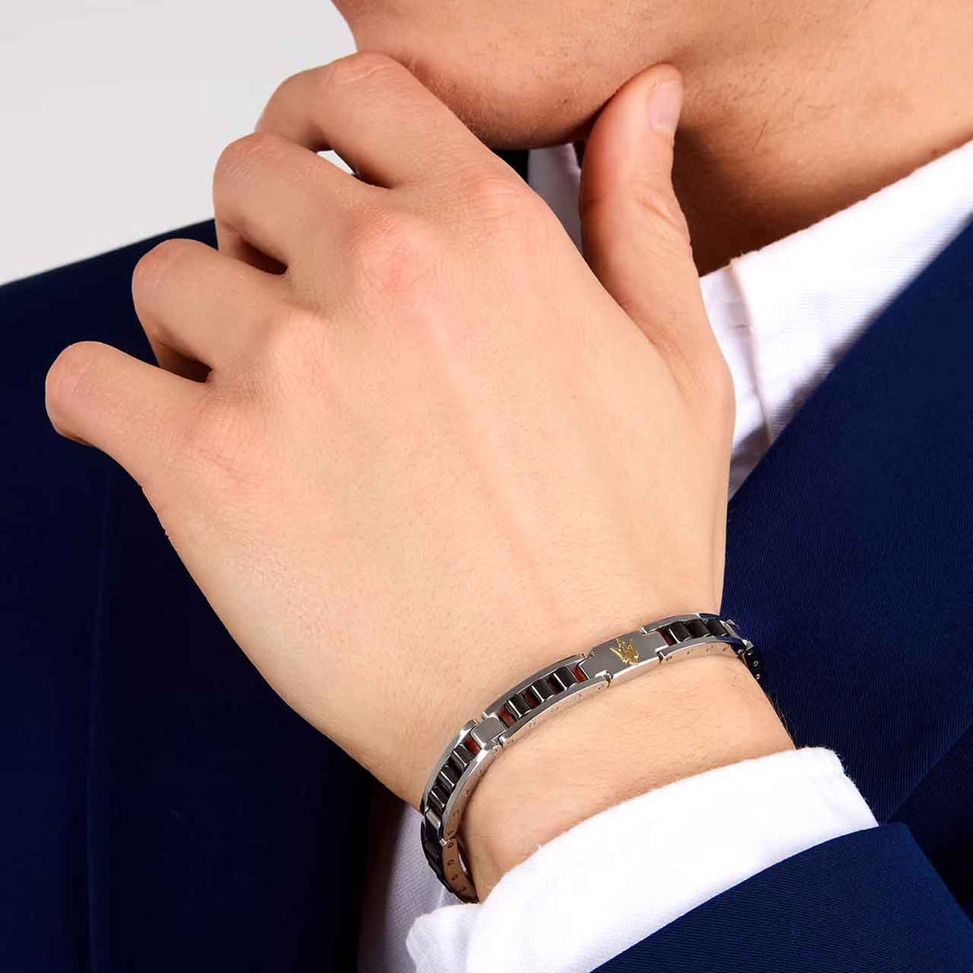 Maserati Herrenarmband, Edelstahl, Keramik schwarz