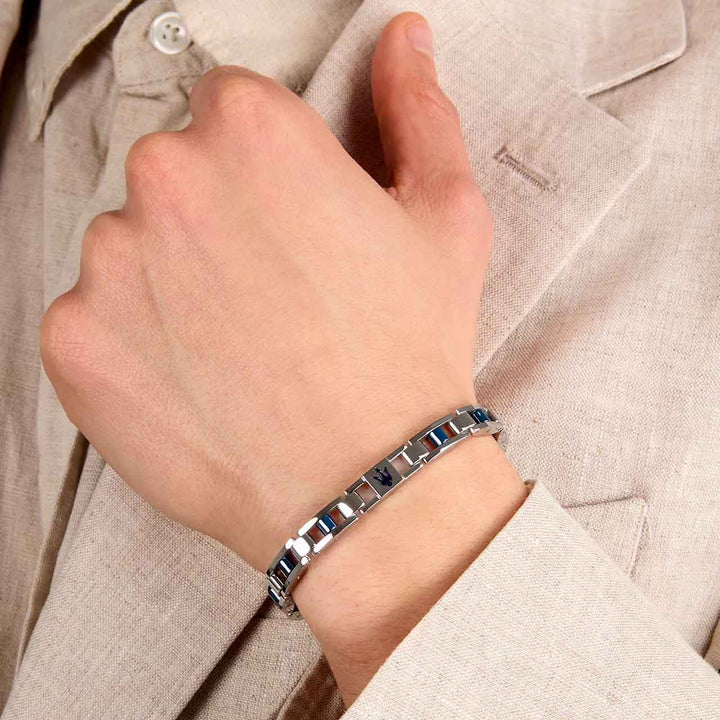 Maserati Herrenarmband, Edelstahl, Keramik blau