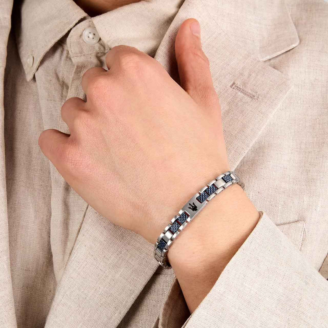 Maserati Herrenarmband, Edelstahl, blau