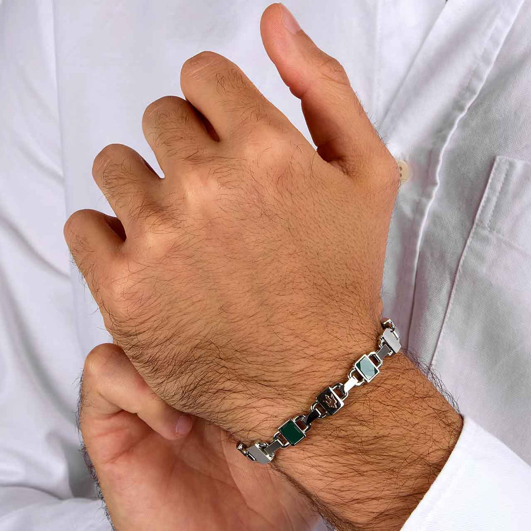 Maserati Herrenarmband, Edelstahl, Keramik grün