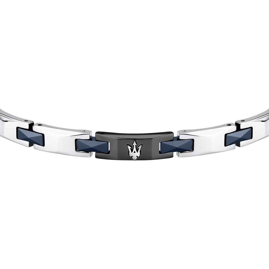 Maserati Herrenarmband, Edelstahl, Keramik blau/schwarz