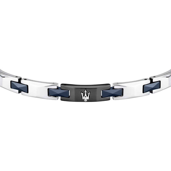 Maserati Herrenarmband, Edelstahl, Keramik blau/schwarz