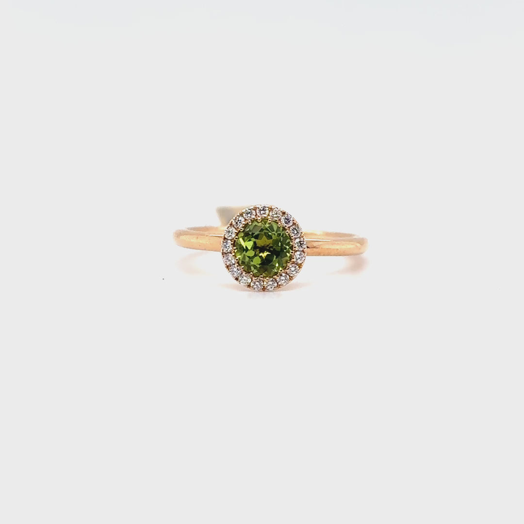 Ring 750 Roségold, Peridot und Brillanten