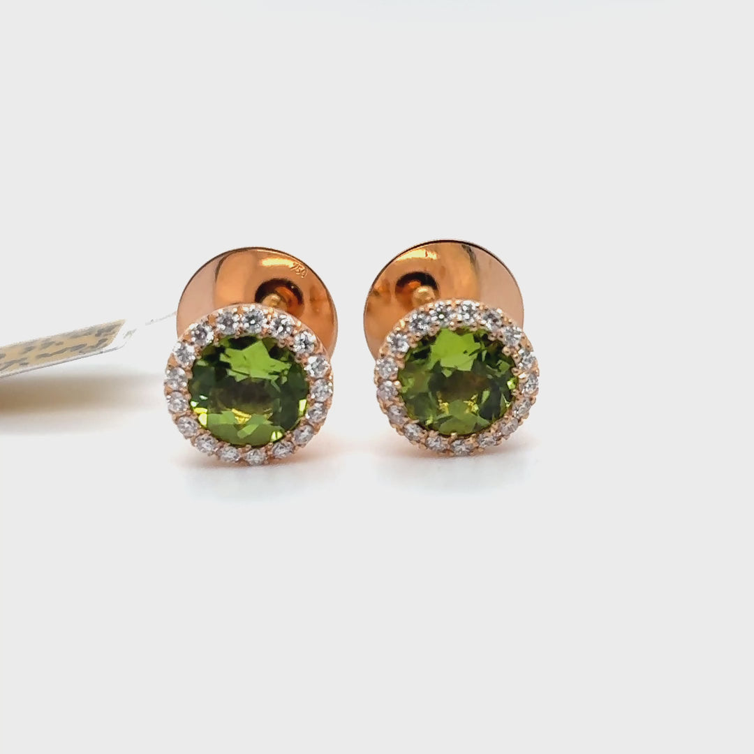 Ohrstecker 750 Roségold, Peridot und Brillanten