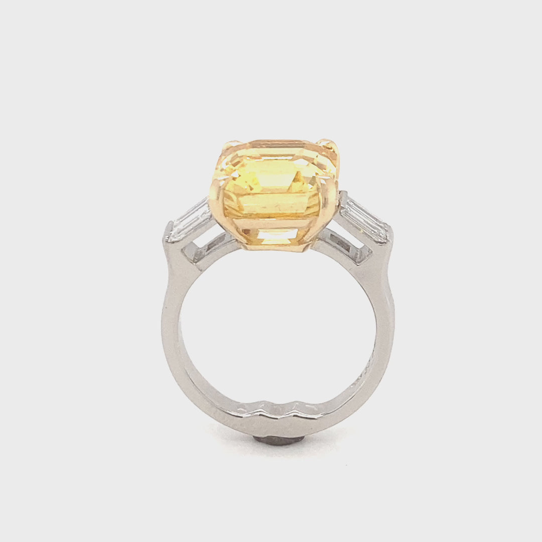 Ring Platin 950, 750 Gelbgold Safir gelb Diamant