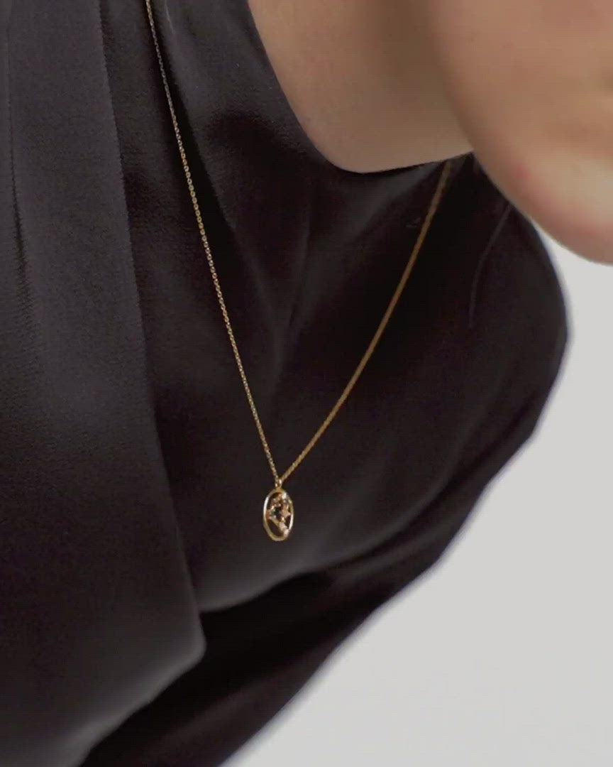 Halskette Steinbock, Sterlingsilber vergoldet, Tierkreiszeichen