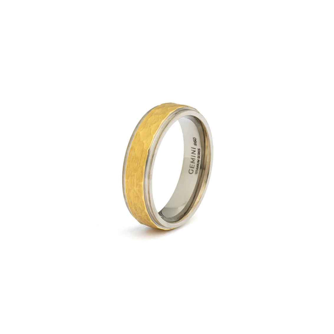 Titanring Herren, 6 mm, Silber- und Gold-Finish