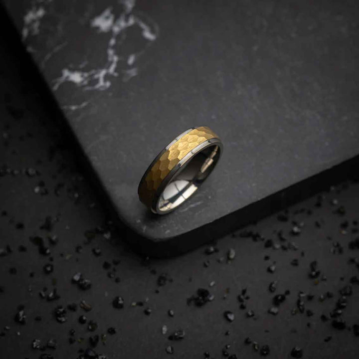 Titanring Herren, 6 mm, Silber- und Gold-Finish