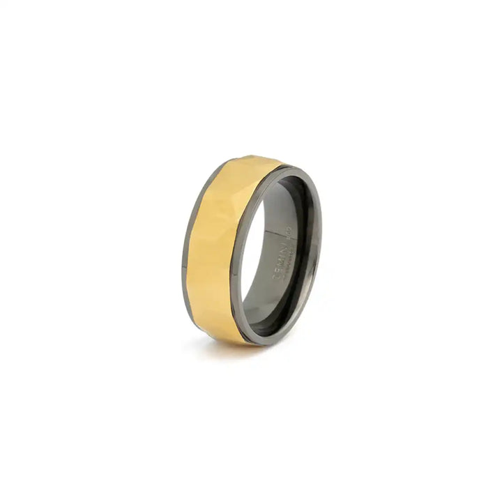 Titanring Herren, 8 mm, Schwarz- und Gold-Finish